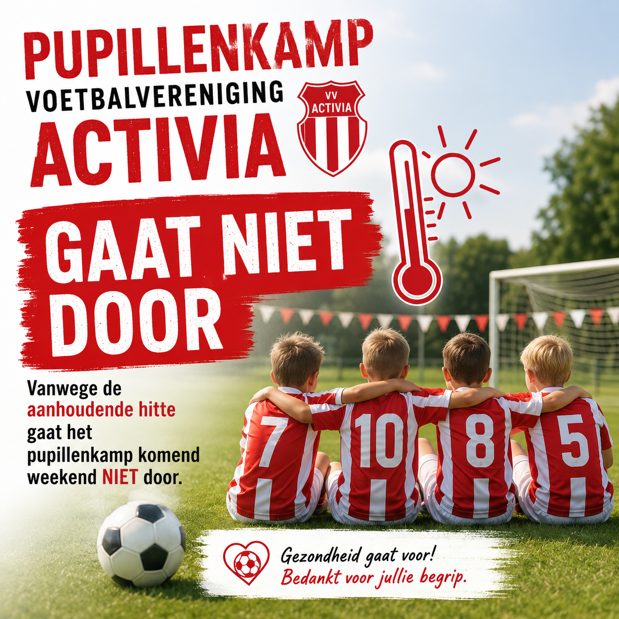 Pupillenkamp geannuleerd vanwege aanhoudende hitte en code rood
